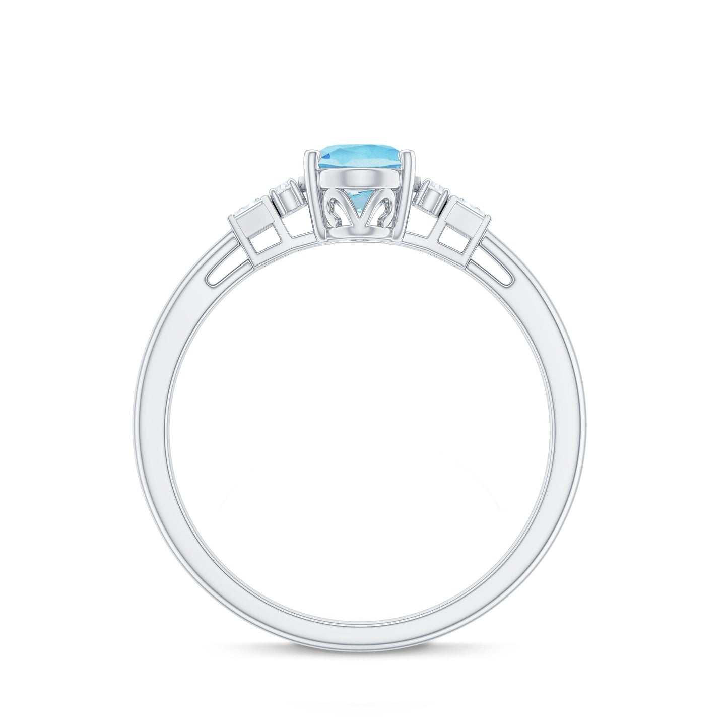 Oval Cut Aquamarine Classic Engagement Ring with Diamond