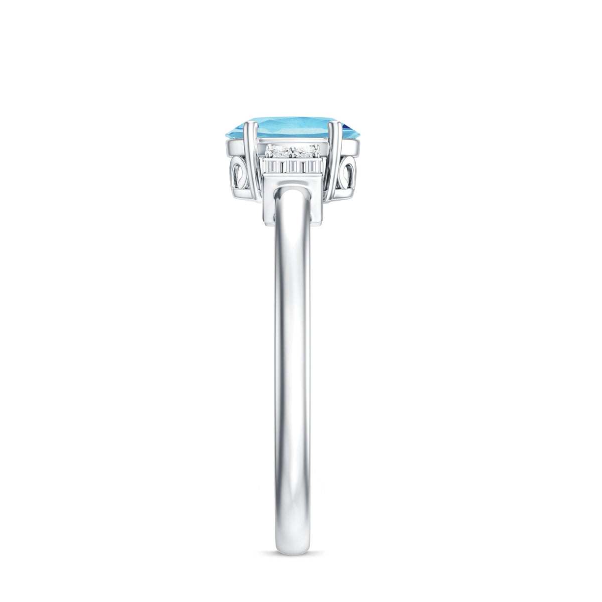 Oval Cut Aquamarine Classic Engagement Ring with Diamond