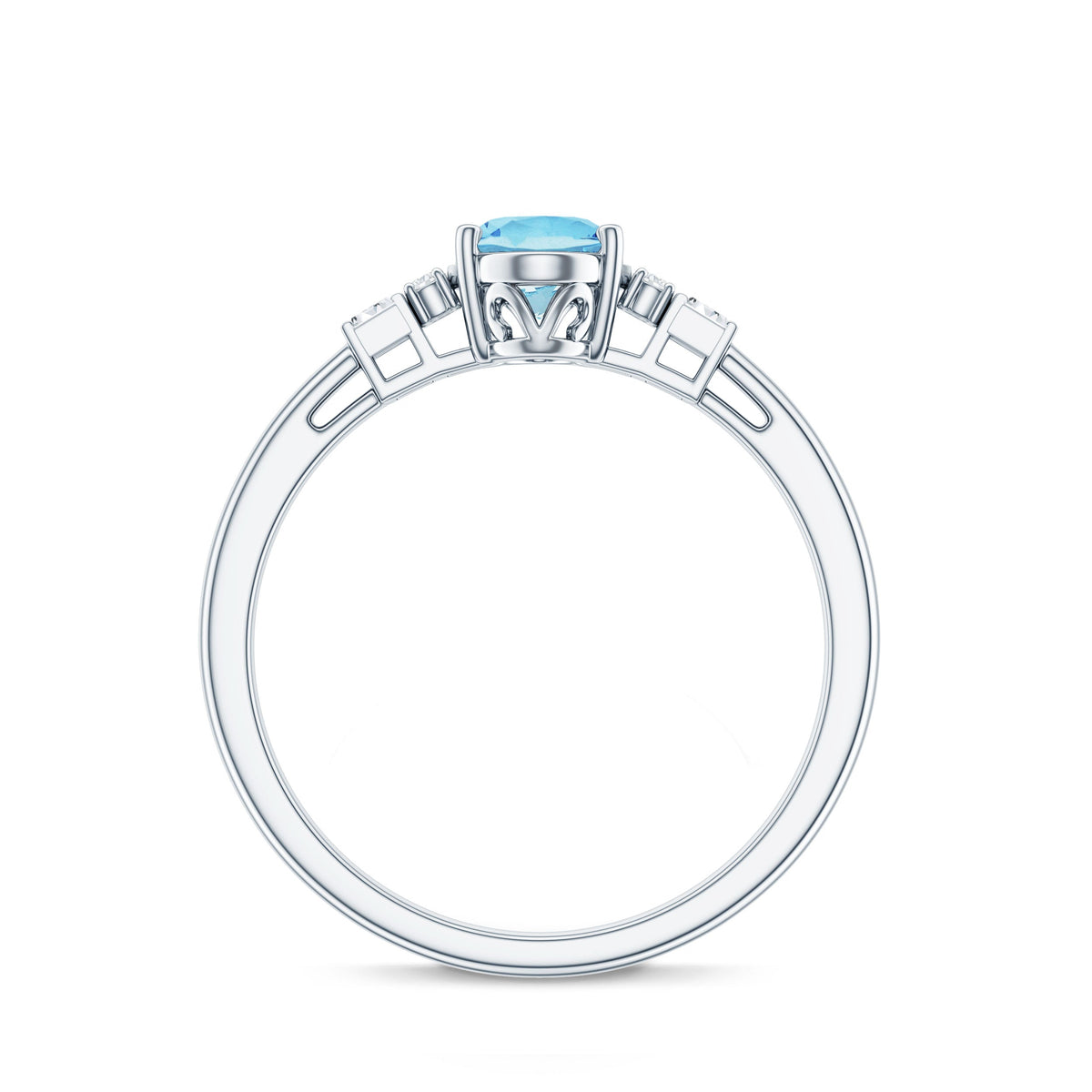 Oval Cut Aquamarine Classic Engagement Ring with Diamond