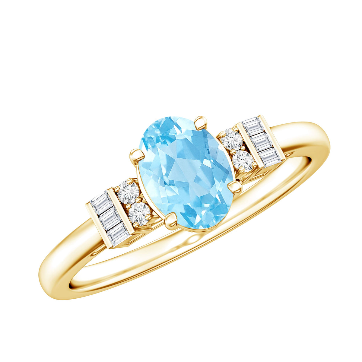 Oval Cut Aquamarine Classic Engagement Ring with Diamond