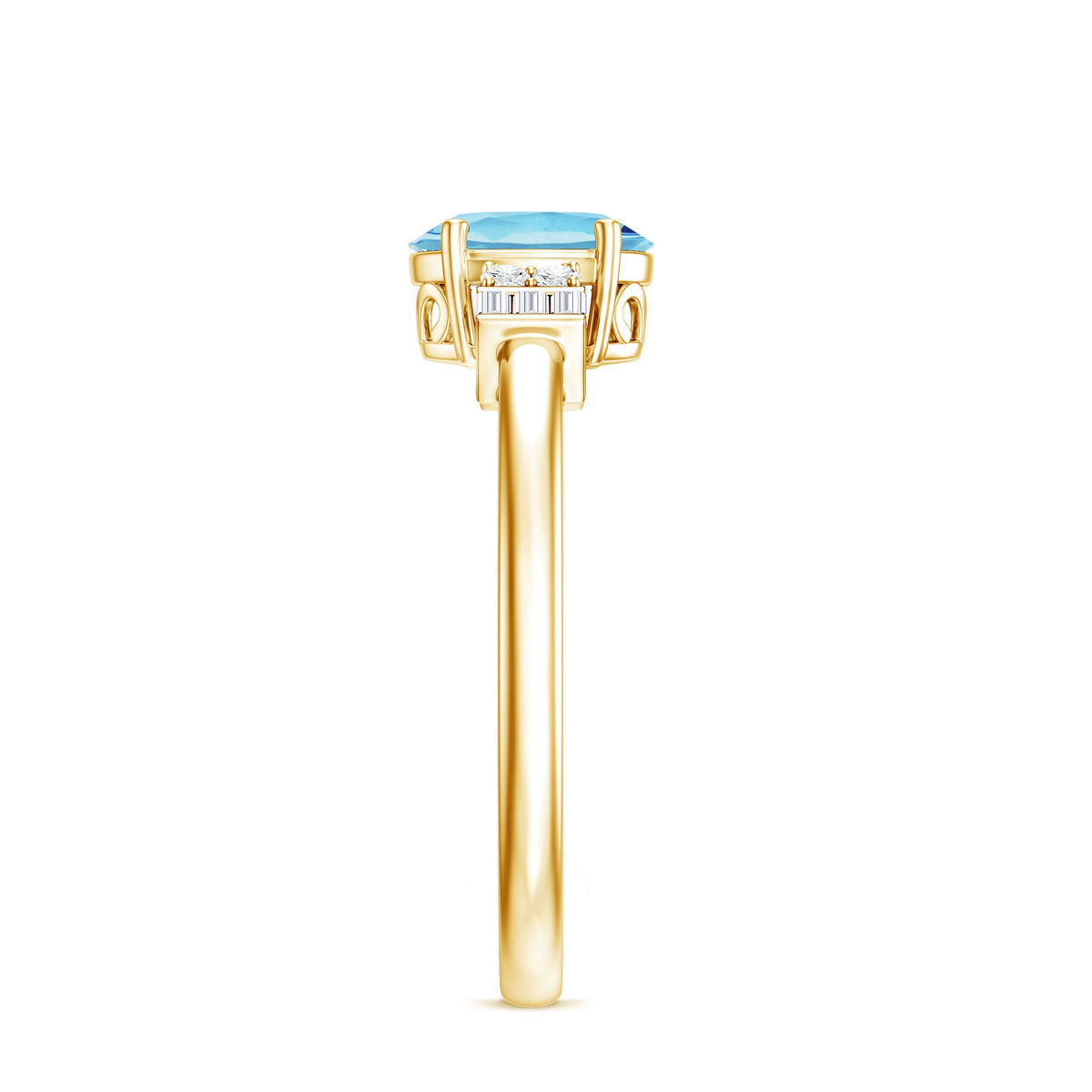 Oval Cut Aquamarine Classic Engagement Ring with Diamond