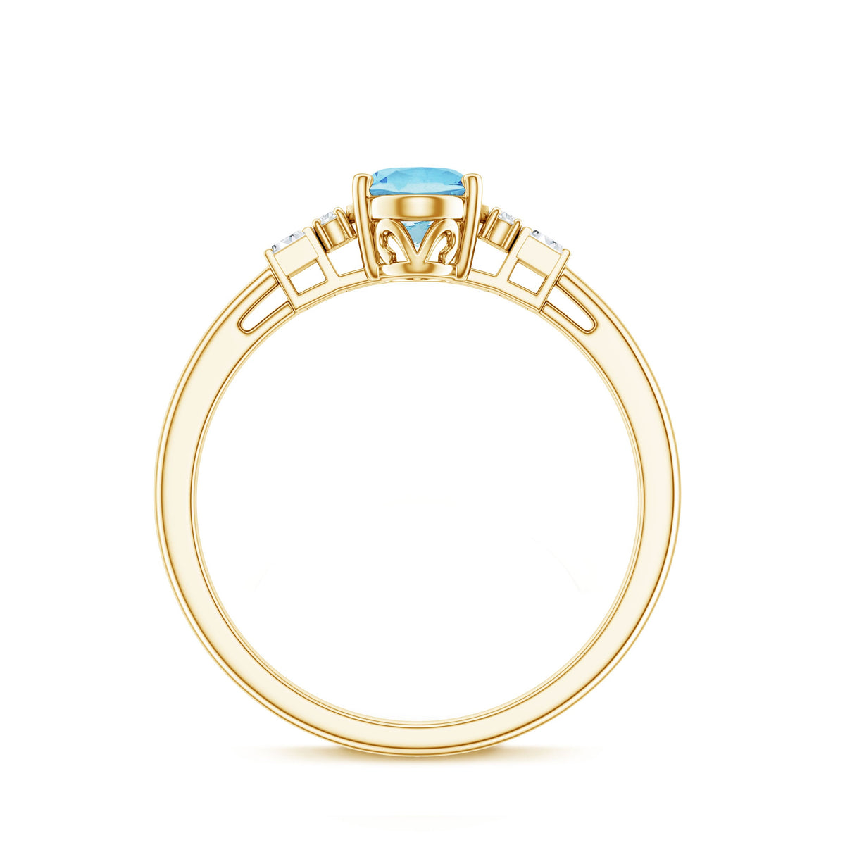 Oval Cut Aquamarine Classic Engagement Ring with Diamond