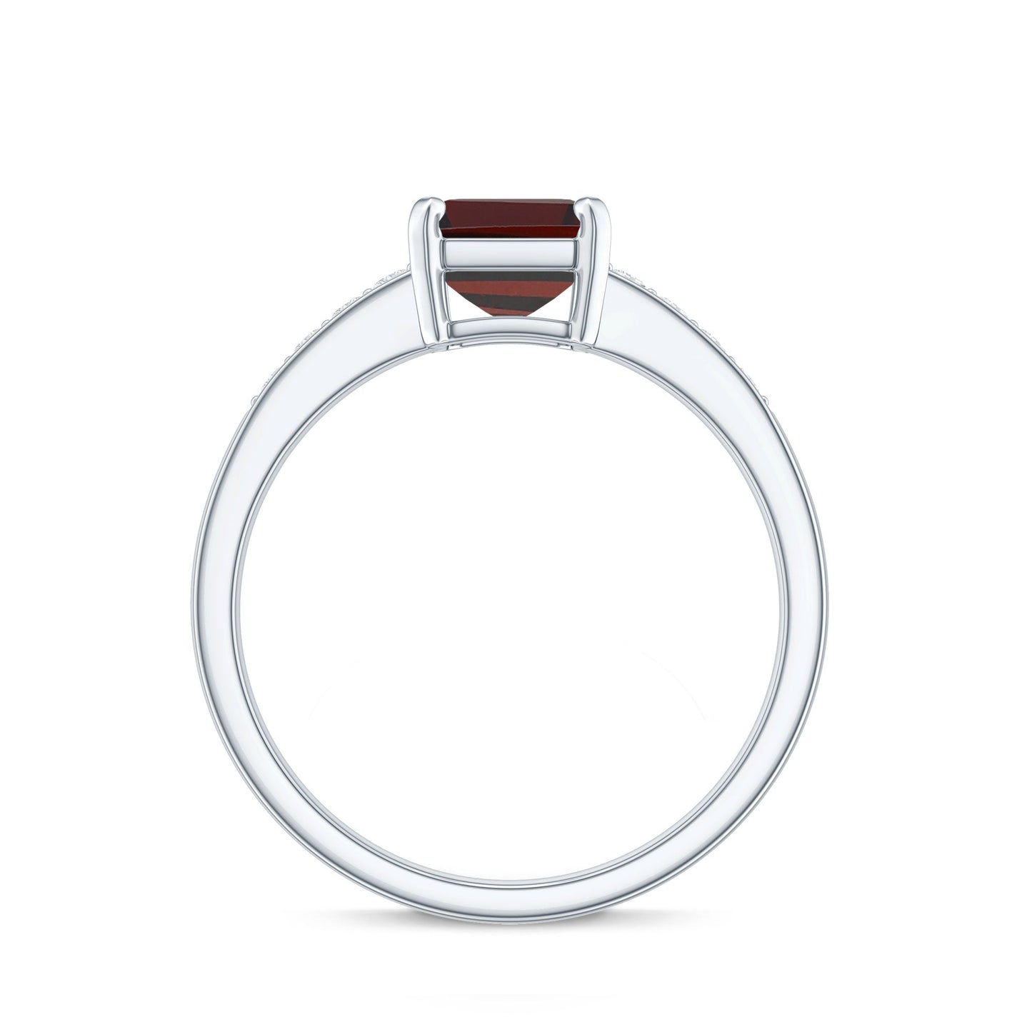 Certified Natural 2 Carat Garnet Emerald Cut Engagement Ring with Diamond