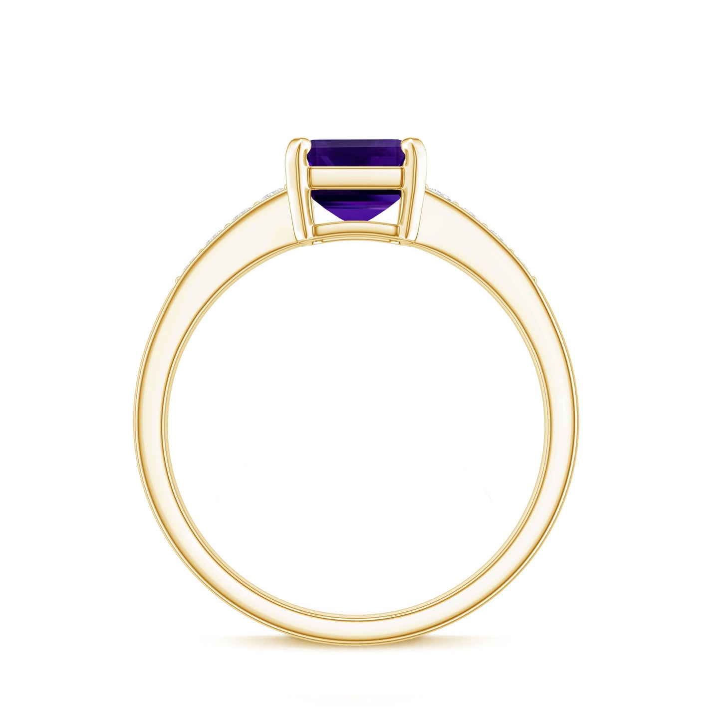 Natural 1.4 Carat Amethyst Emerald Cut Engagement Ring with Diamond