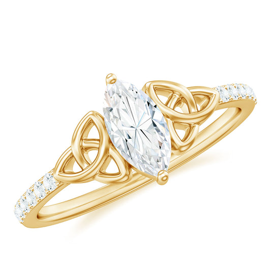Marquise Cut Moissanite Celtic Knot Engagement Ring