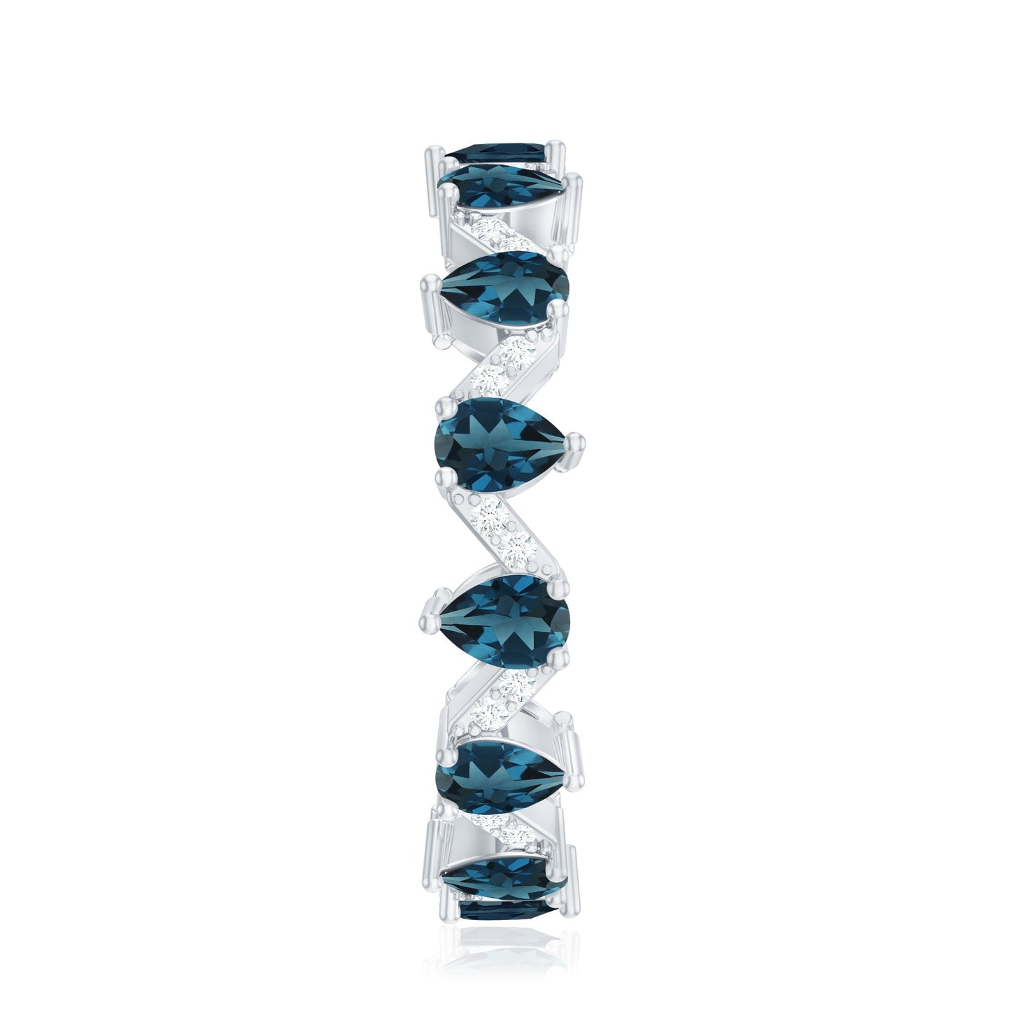 Pear Shape London Blue Topaz and Diamond Full Eternity Band