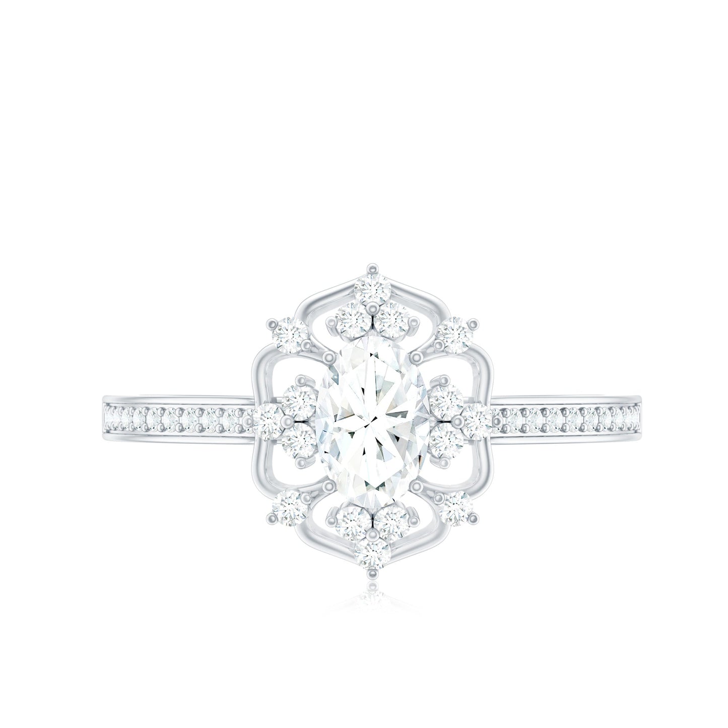 Vintage Inspired Moissanite Flower Engagement Ring