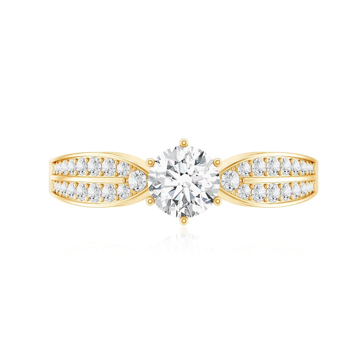 Elegant Round Moissanite Engagement Ring with Side Stones