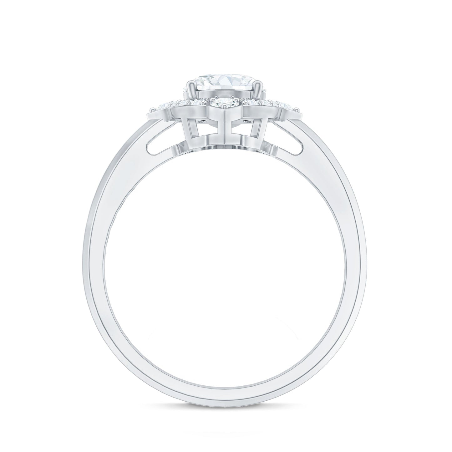 Vintage Style Oval Shaped Moissanite Halo Engagement Ring