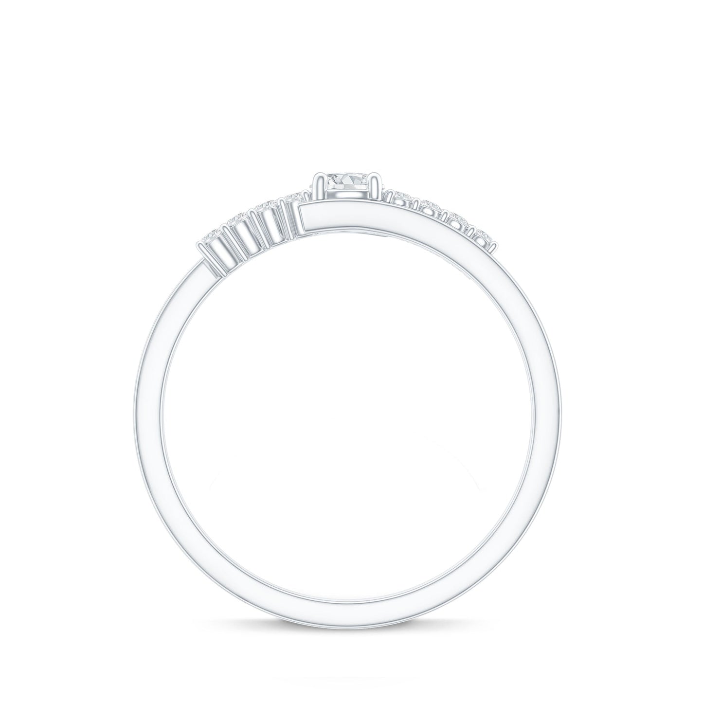 Round Cut Moissanite Promise Ring with Bypass Shank