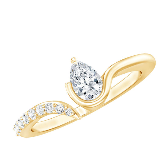 Pear Shaped Moissanite Cuff Ring for Women