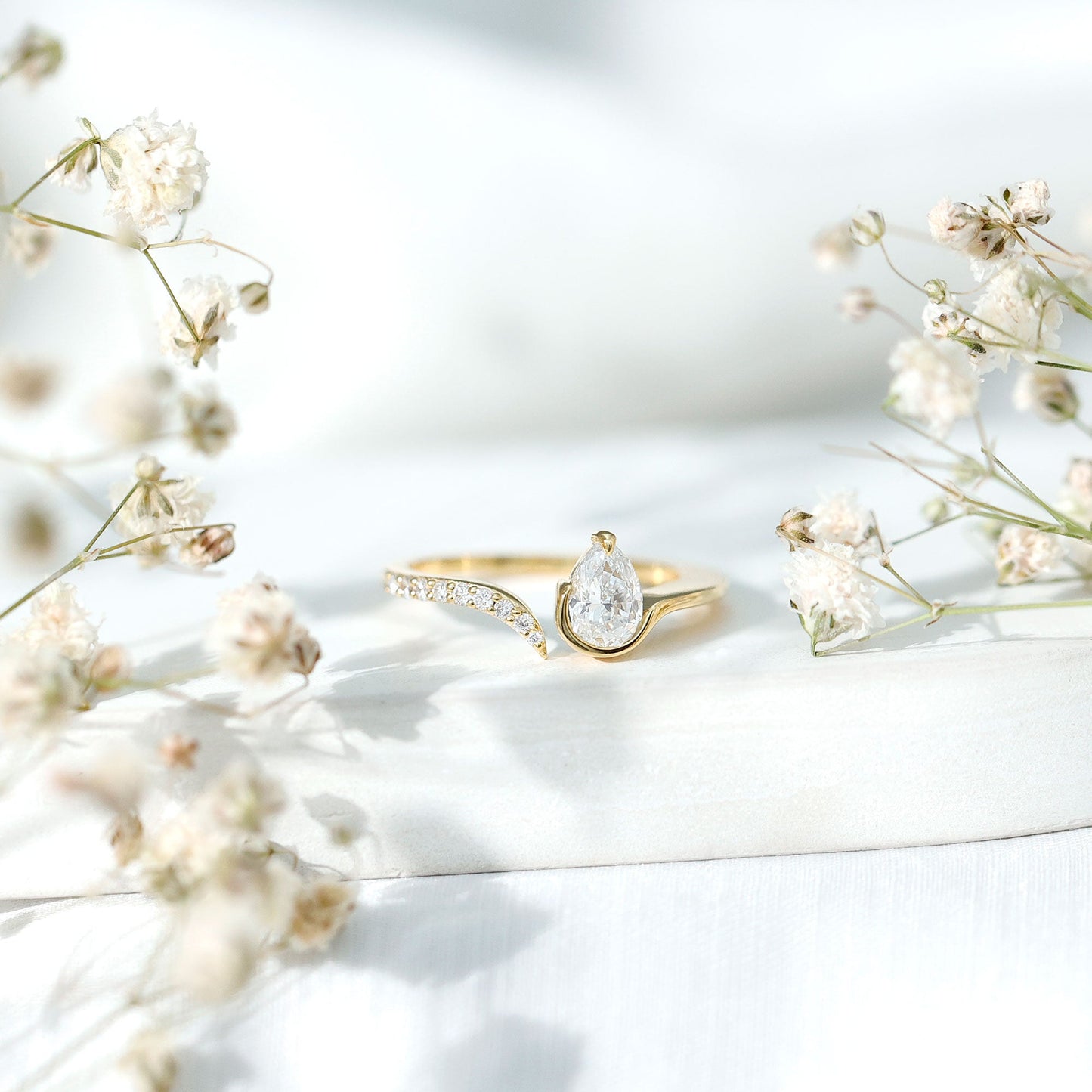 Pear Shaped Moissanite Cuff Ring for Women