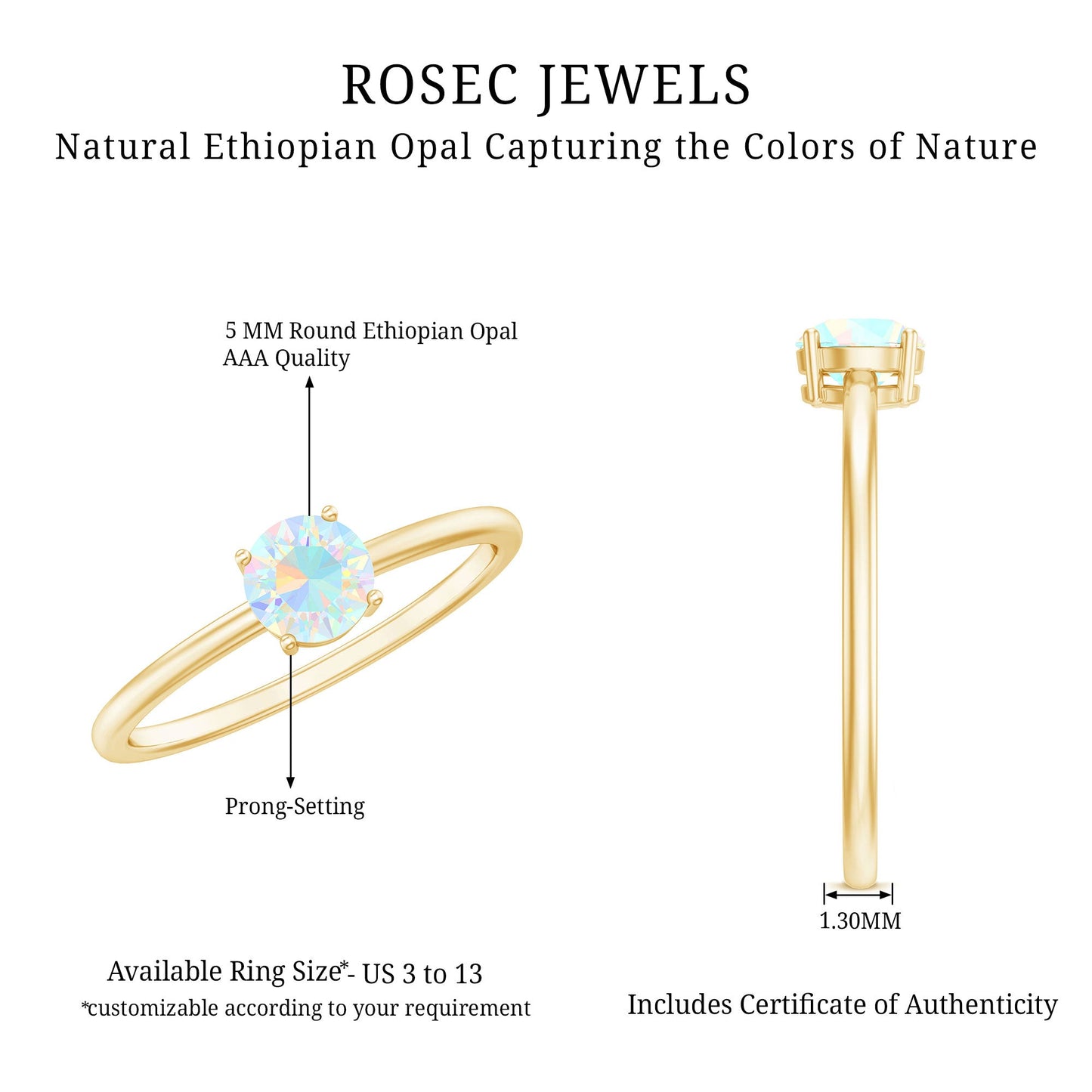 Natural Ethiopian Opal October Birthstone Ring