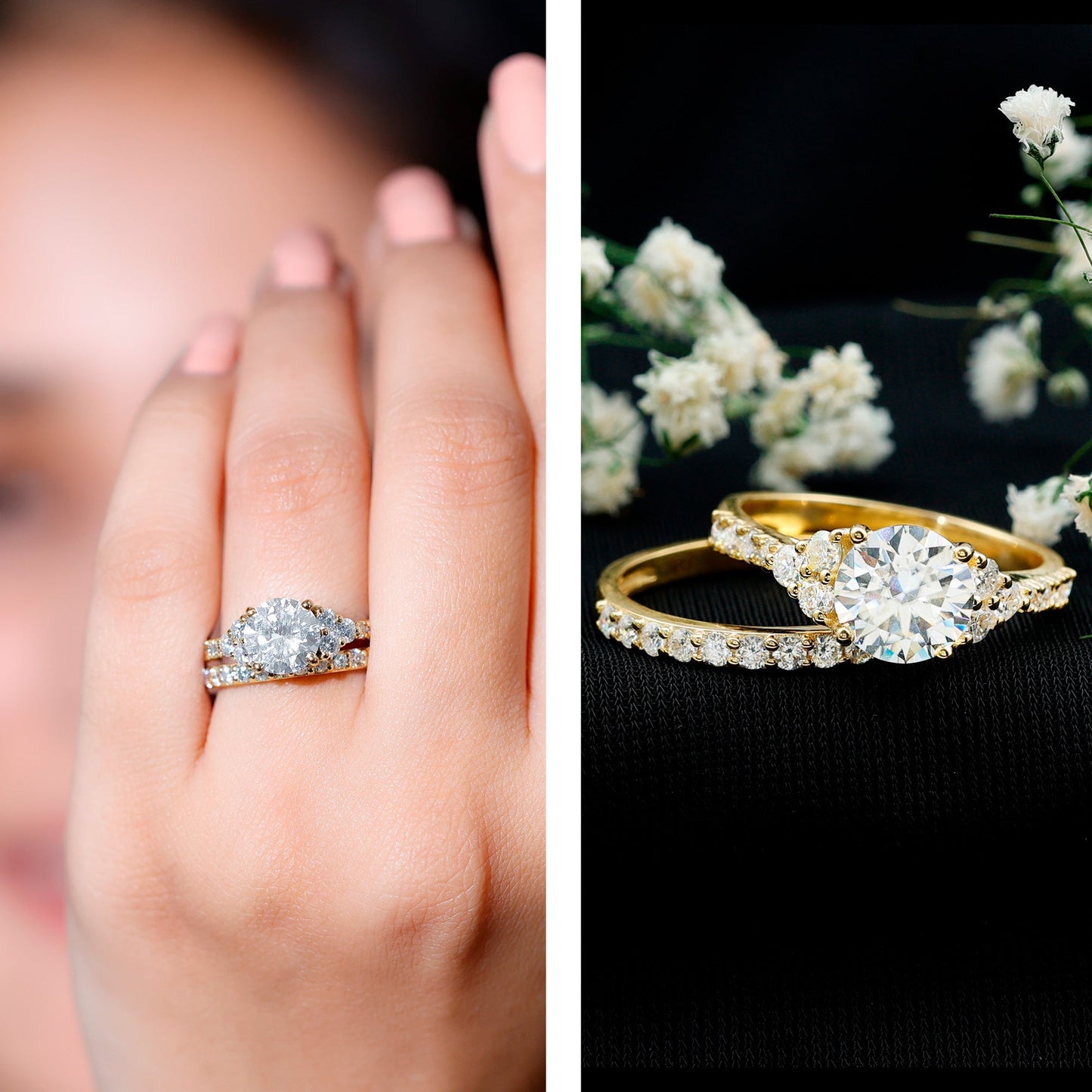 Certified 2 Carat Moissanite Engagement Ring with Enhancer