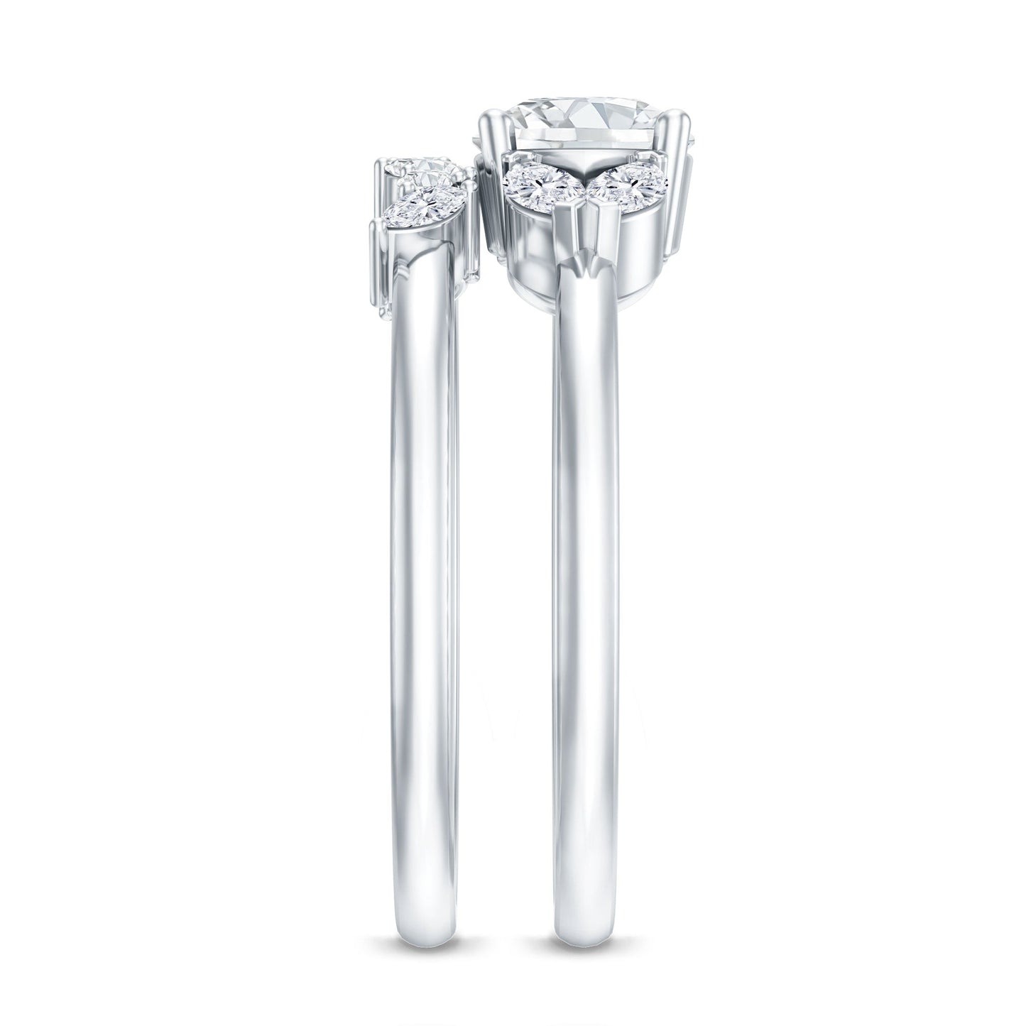 Round Cut Moissanite Bridal Ring Set with Certificate