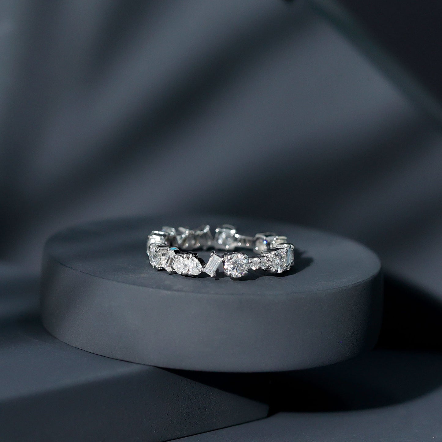 Certified Moissanite Designer Wedding Band Ring For Women