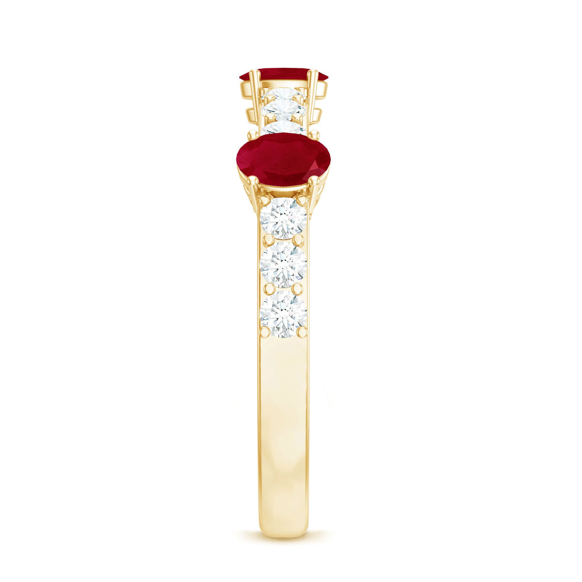 Oval Ruby and Diamond Half Eternity Ring for Women