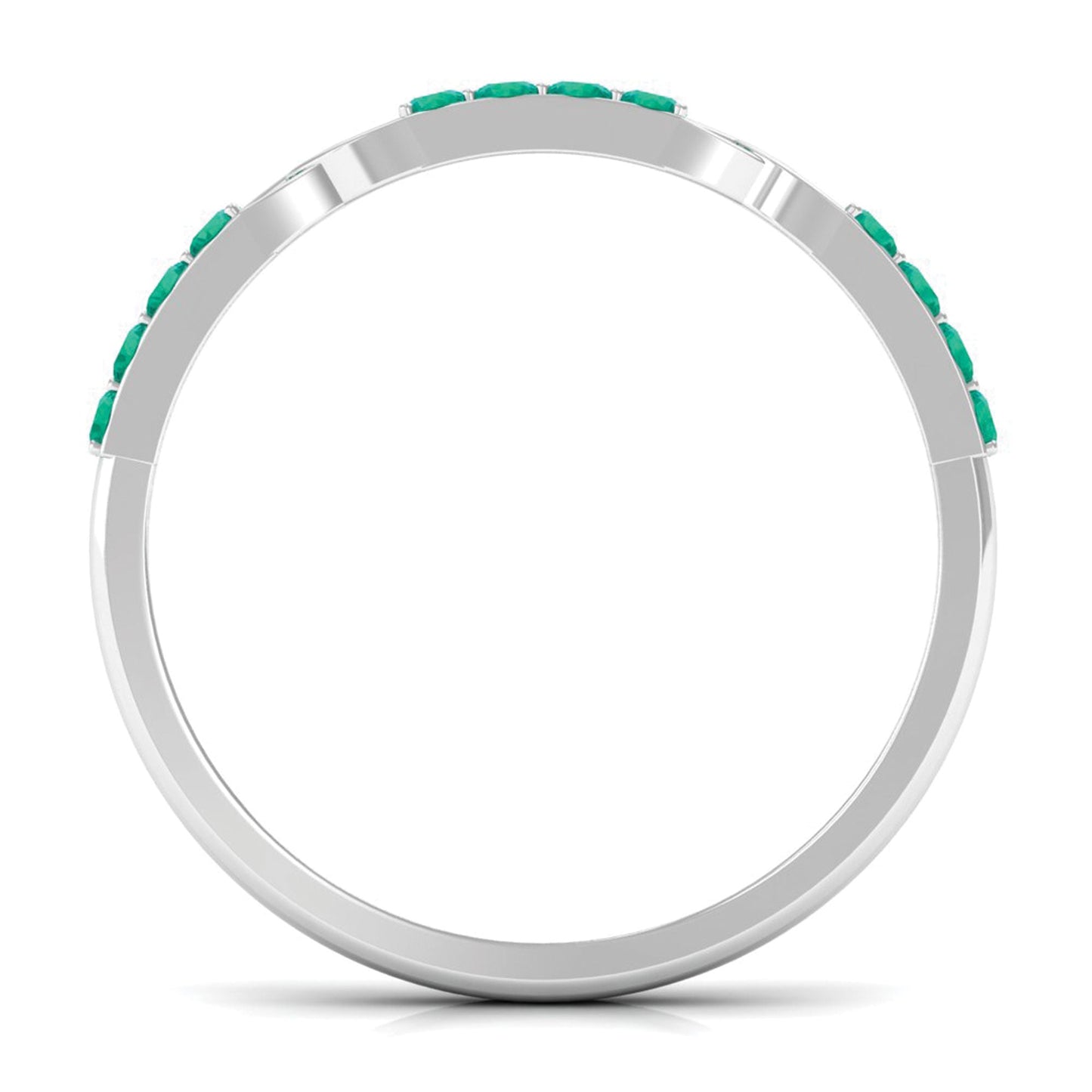 Real Emerald Interlocking Wedding Band with Certificate