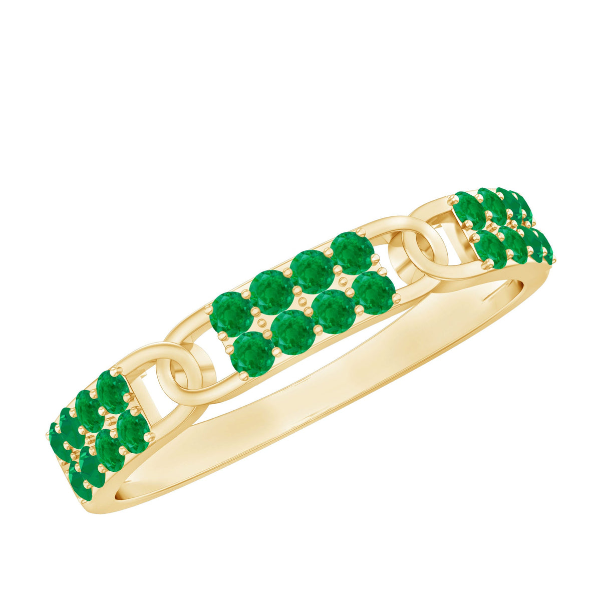 Real Emerald Interlocking Wedding Band with Certificate