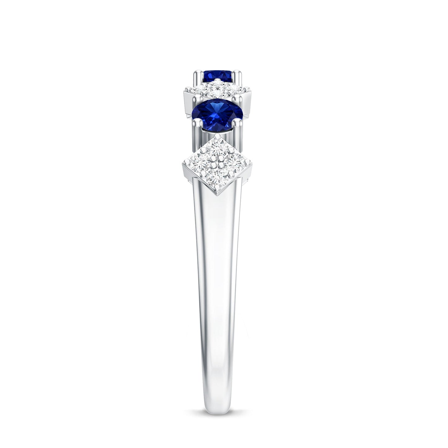 Certified Lab Grown Blue Sapphire Diamond Half Eternity Ring for Women