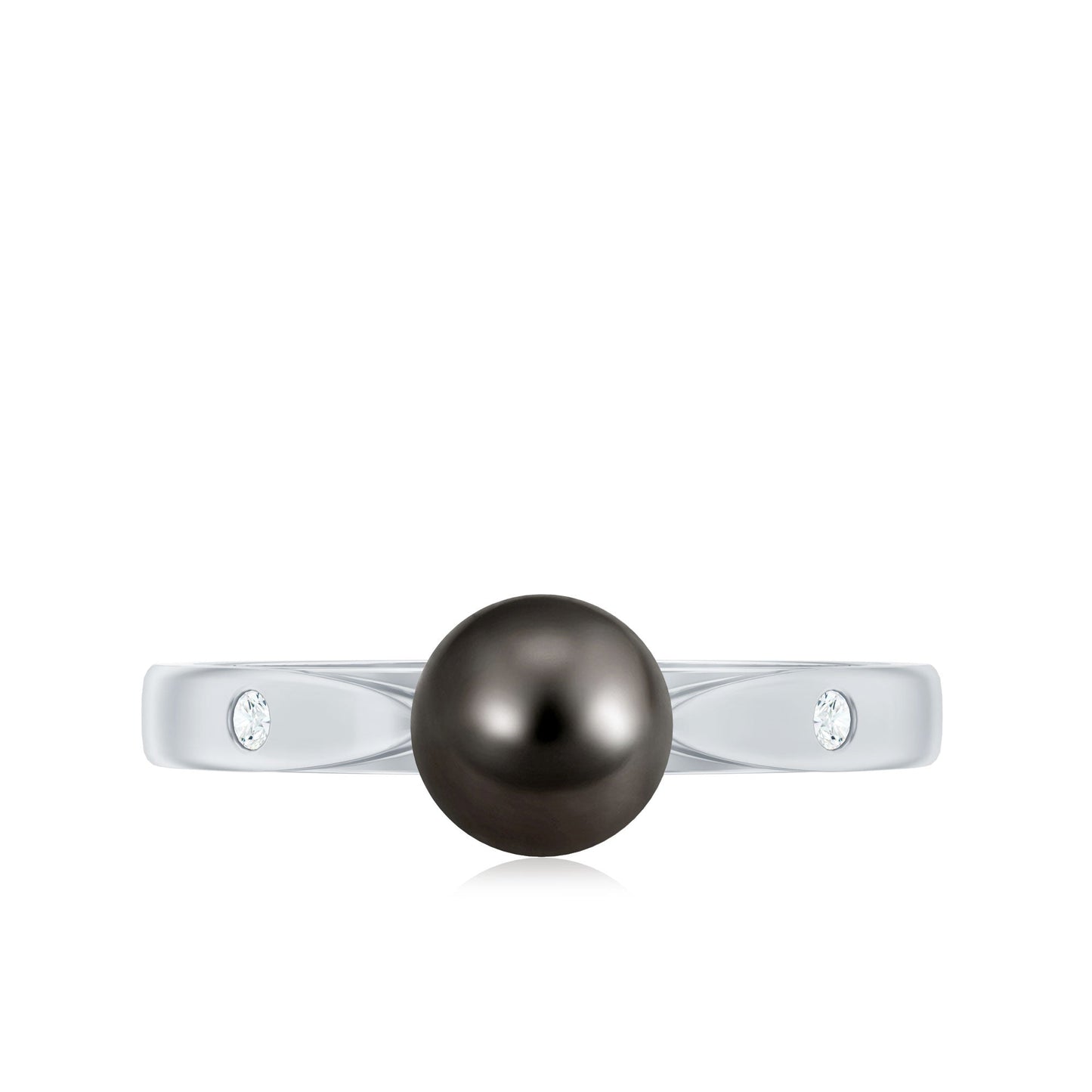 Solitaire Black Tahitian Pearl Engagement Ring with Certificate