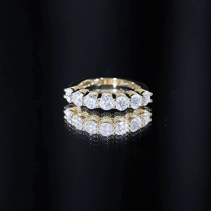 Shared Prong Set Round Moissanite Designer Wedding Band