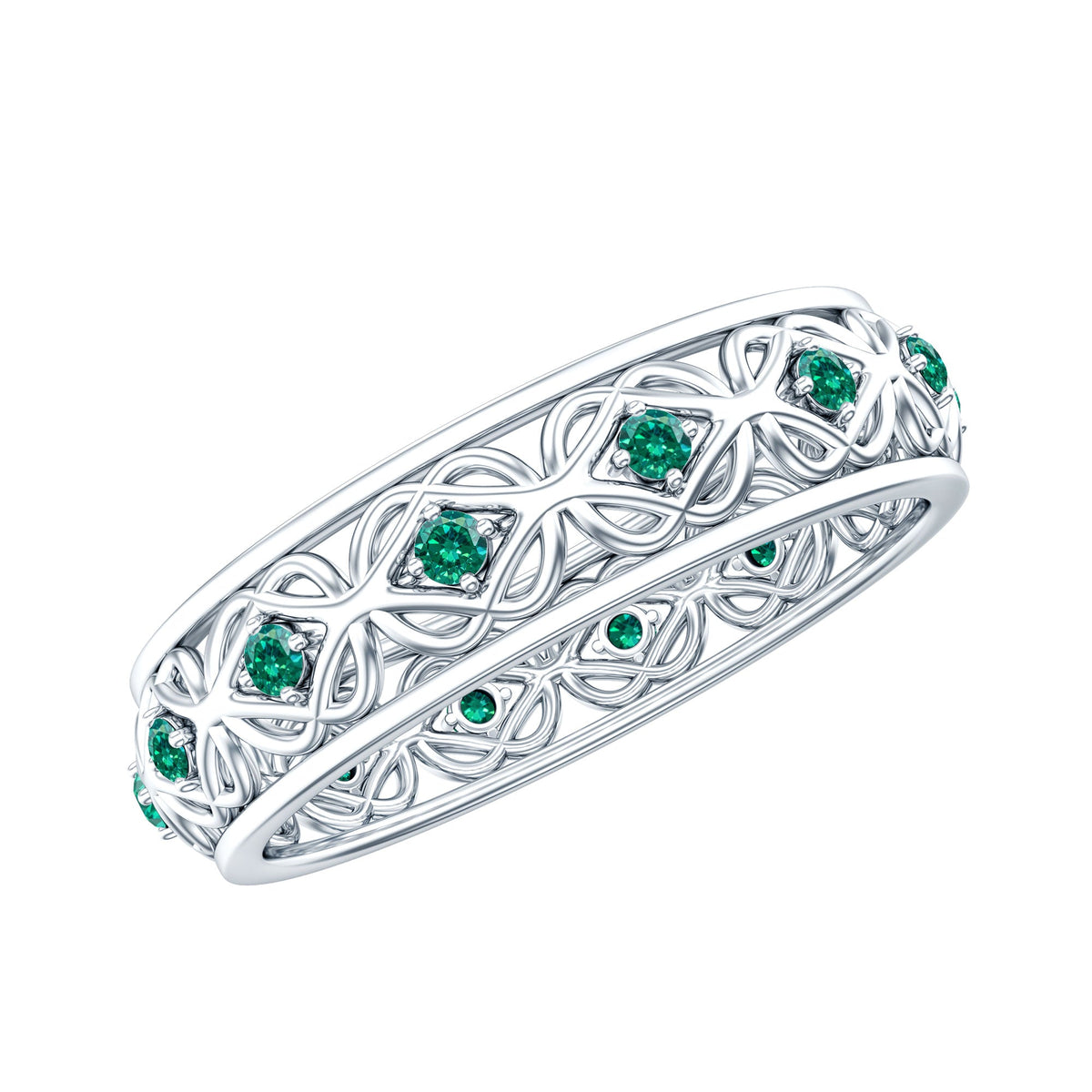 Lab Created Emerald Vintage Inspired Eternity Band