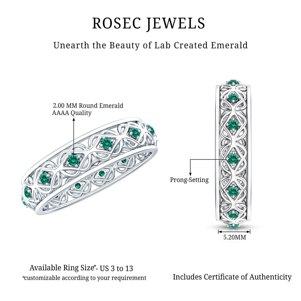 Lab Created Emerald Vintage Inspired Eternity Band