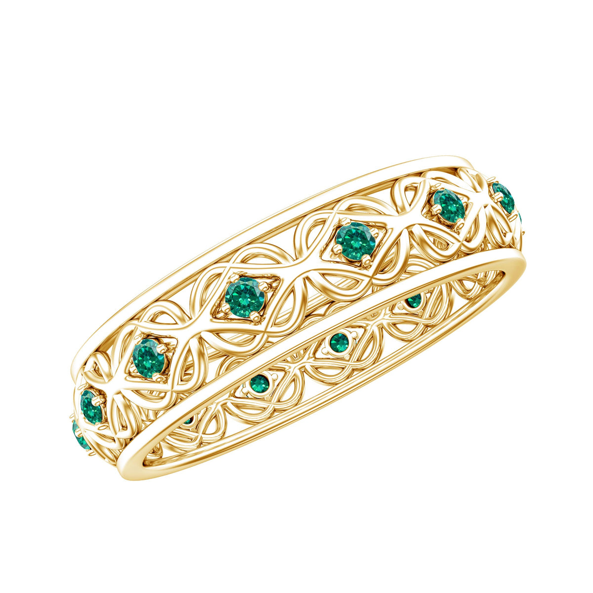 Lab Created Emerald Vintage Inspired Eternity Band