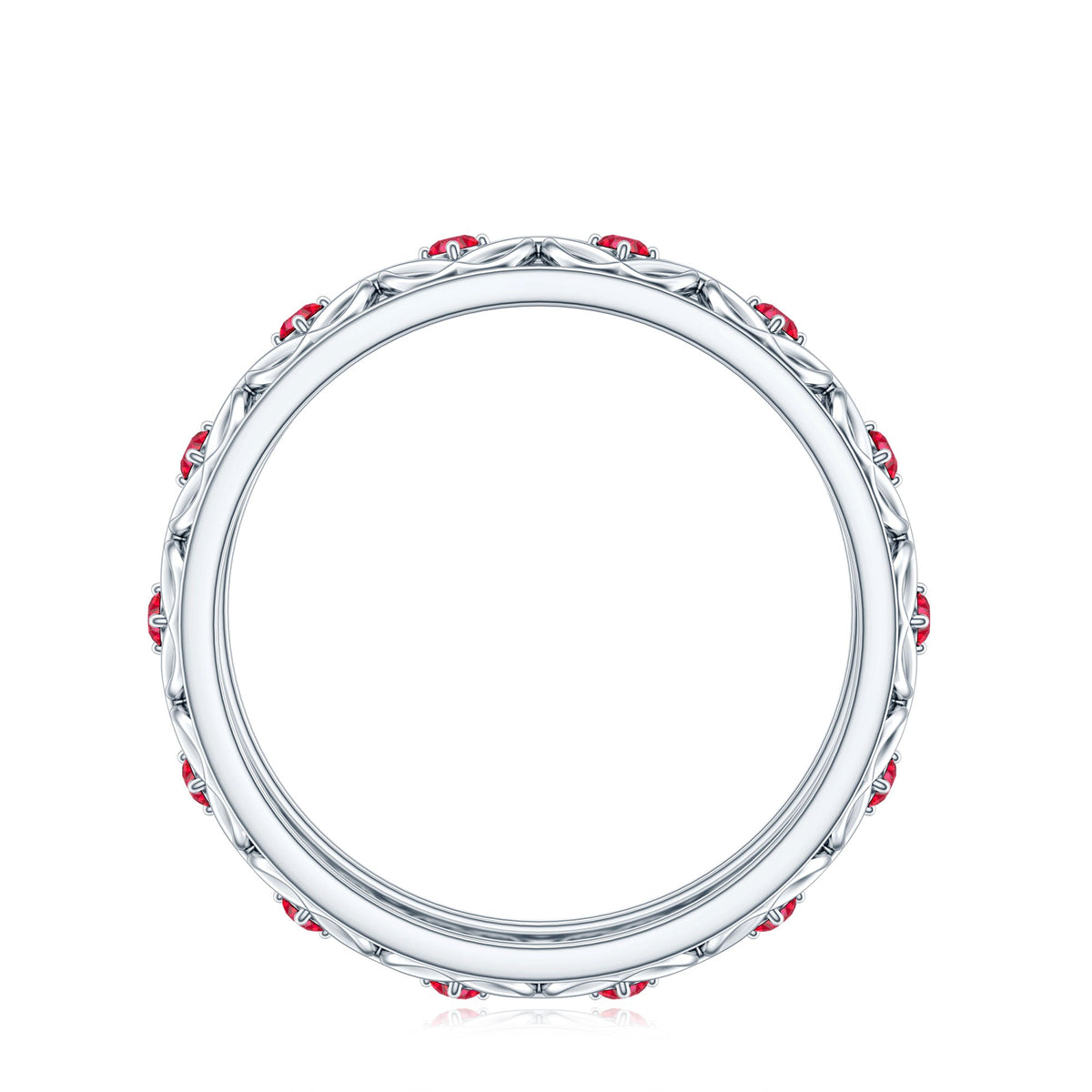Vintage Style Lab Created Ruby Celtic Wedding Band with Certificate