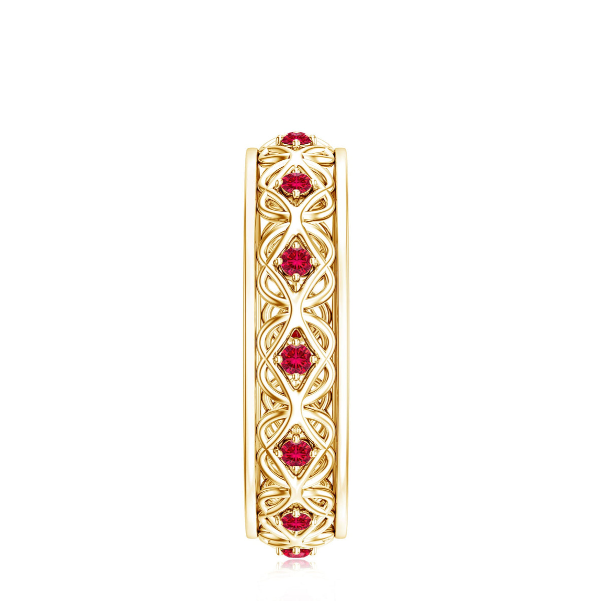 Vintage Style Lab Created Ruby Celtic Wedding Band with Certificate