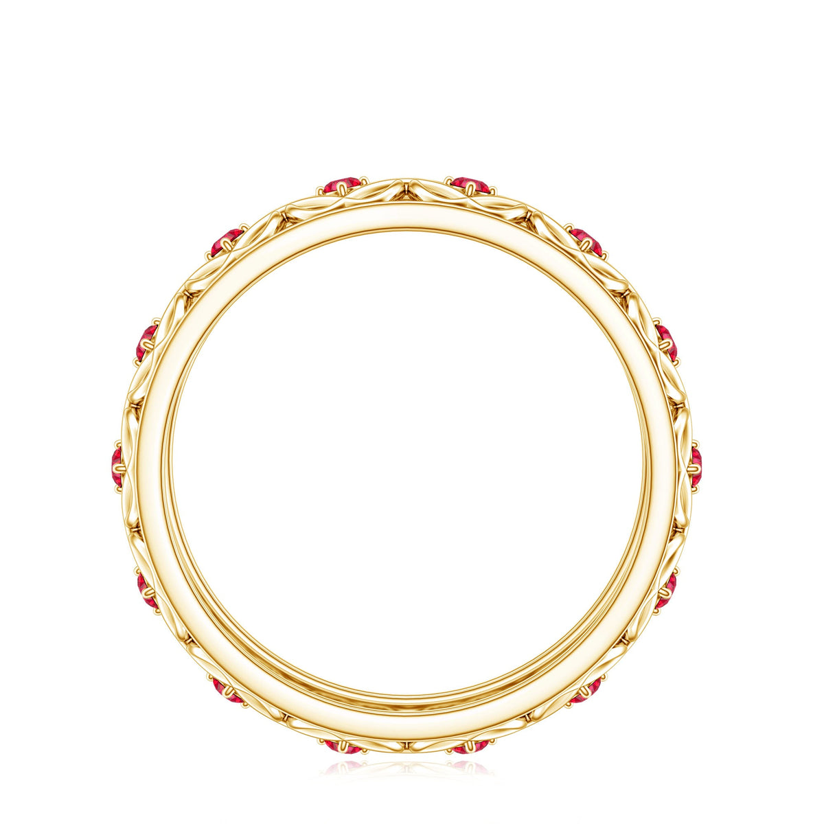 Vintage Style Lab Created Ruby Celtic Wedding Band with Certificate