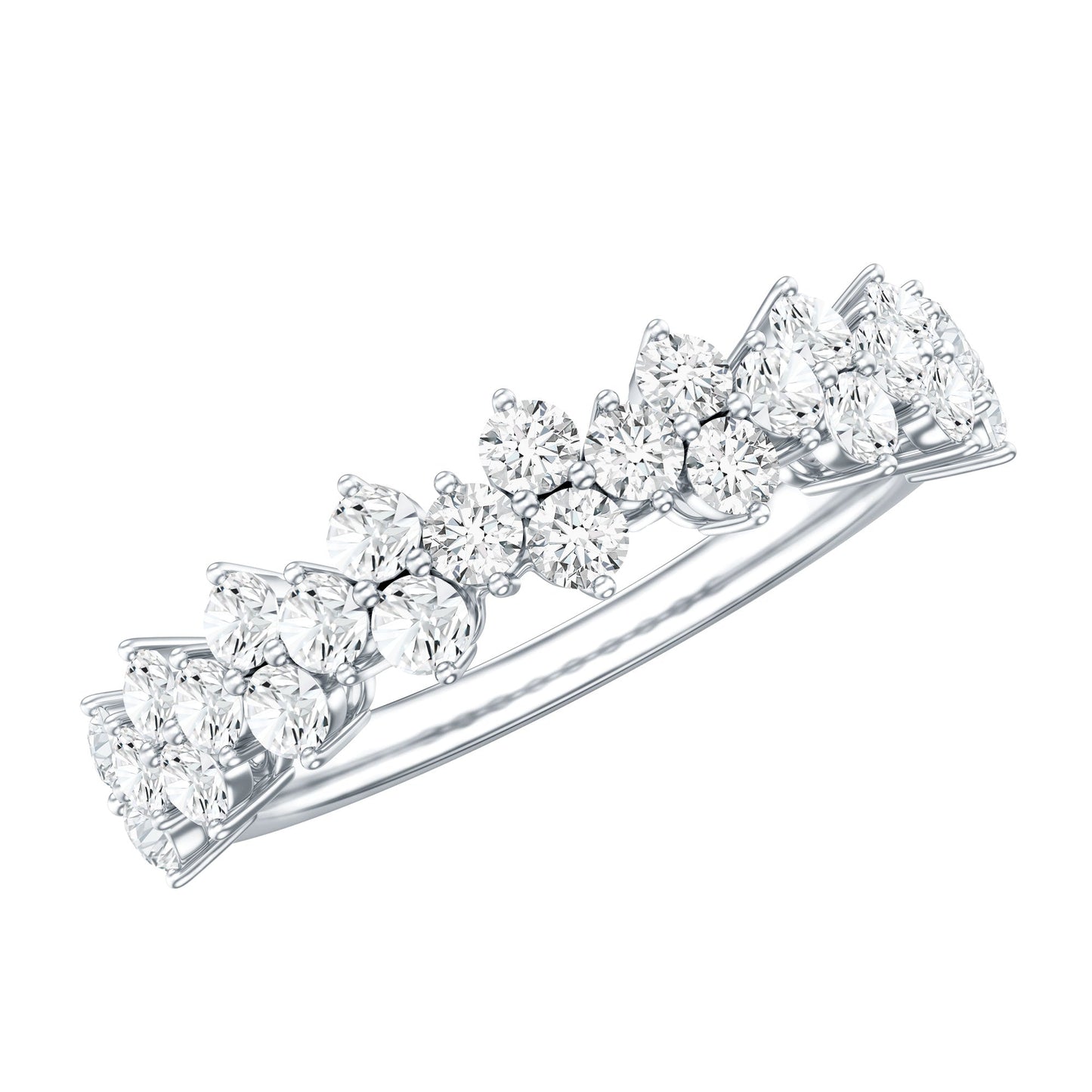 Round Moissanite Cluster Eternity Wedding Band