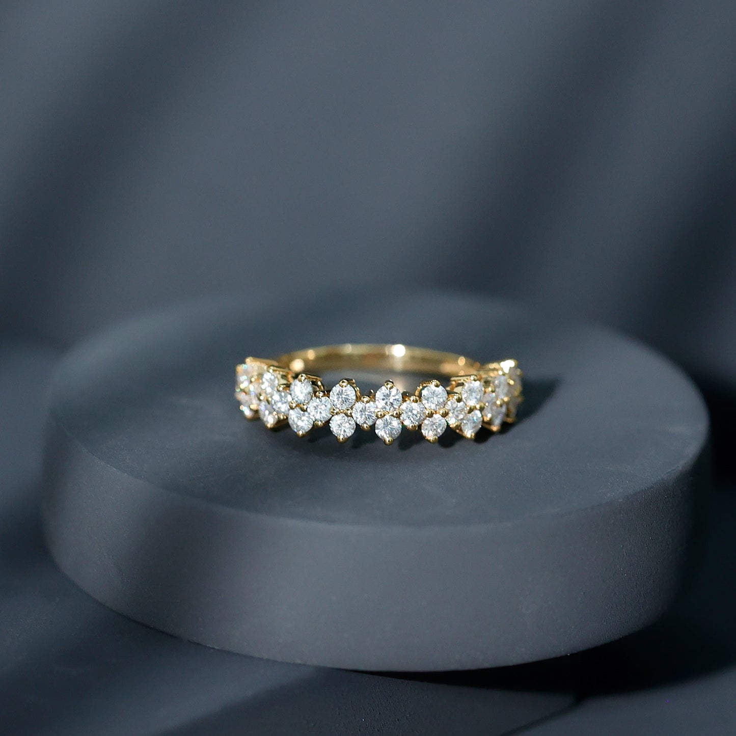 Round Moissanite Cluster Eternity Wedding Band