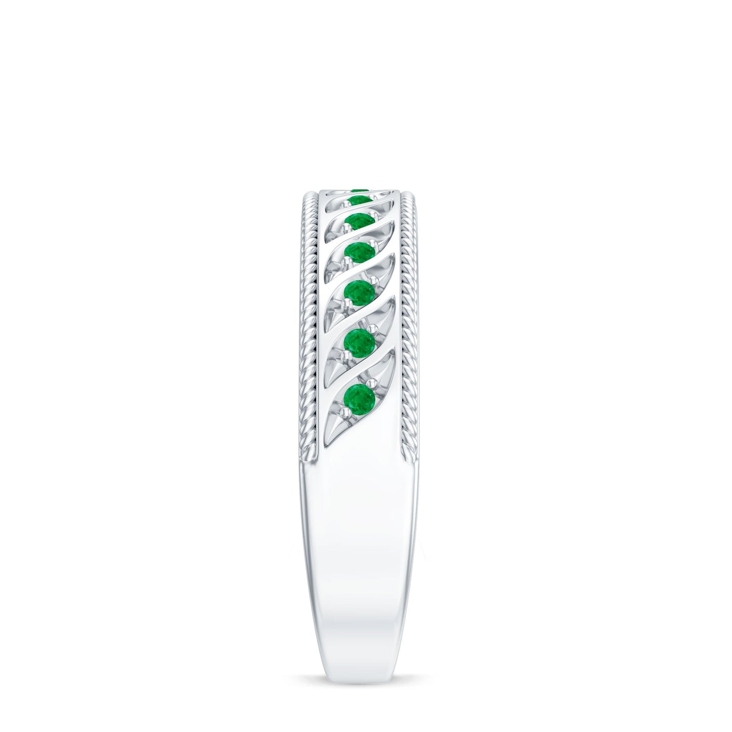 Genuine Emerald Vintage Inspired Eternity Band