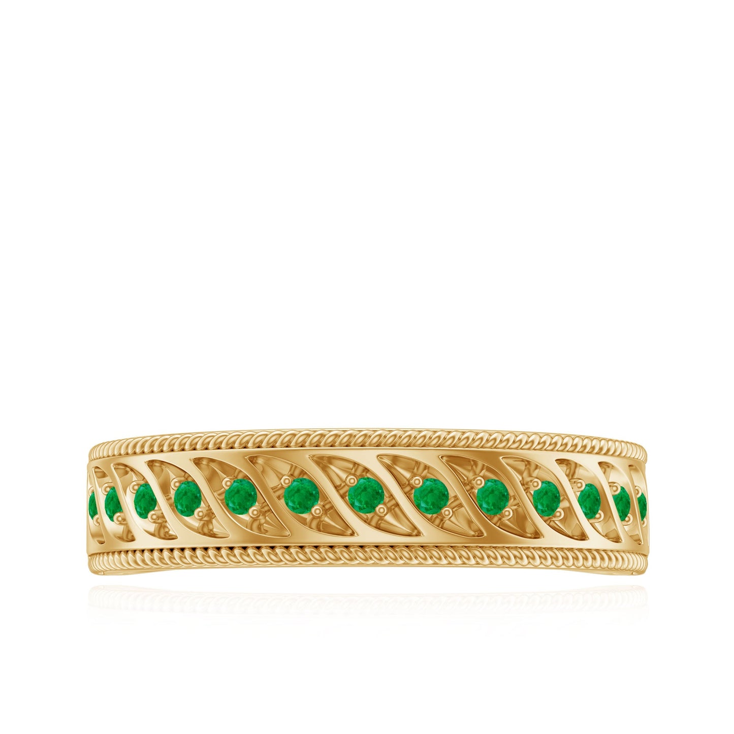 Genuine Emerald Vintage Inspired Eternity Band