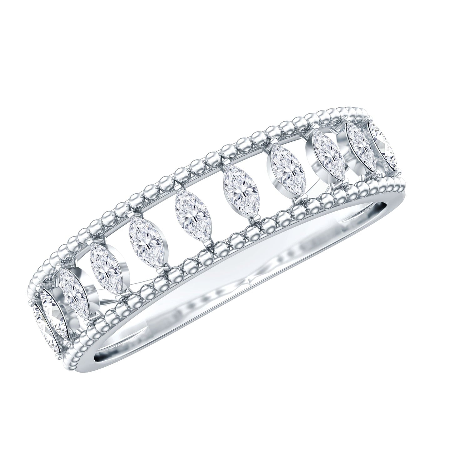 Marquise Moissanite Half Eternity Band Ring
