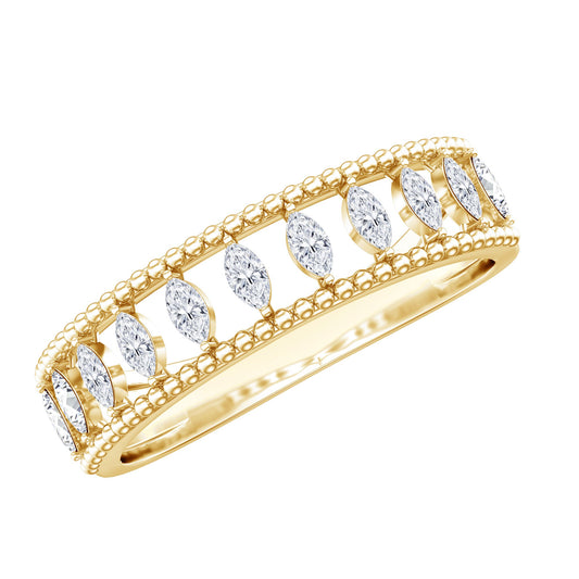 Marquise Moissanite Half Eternity Band Ring