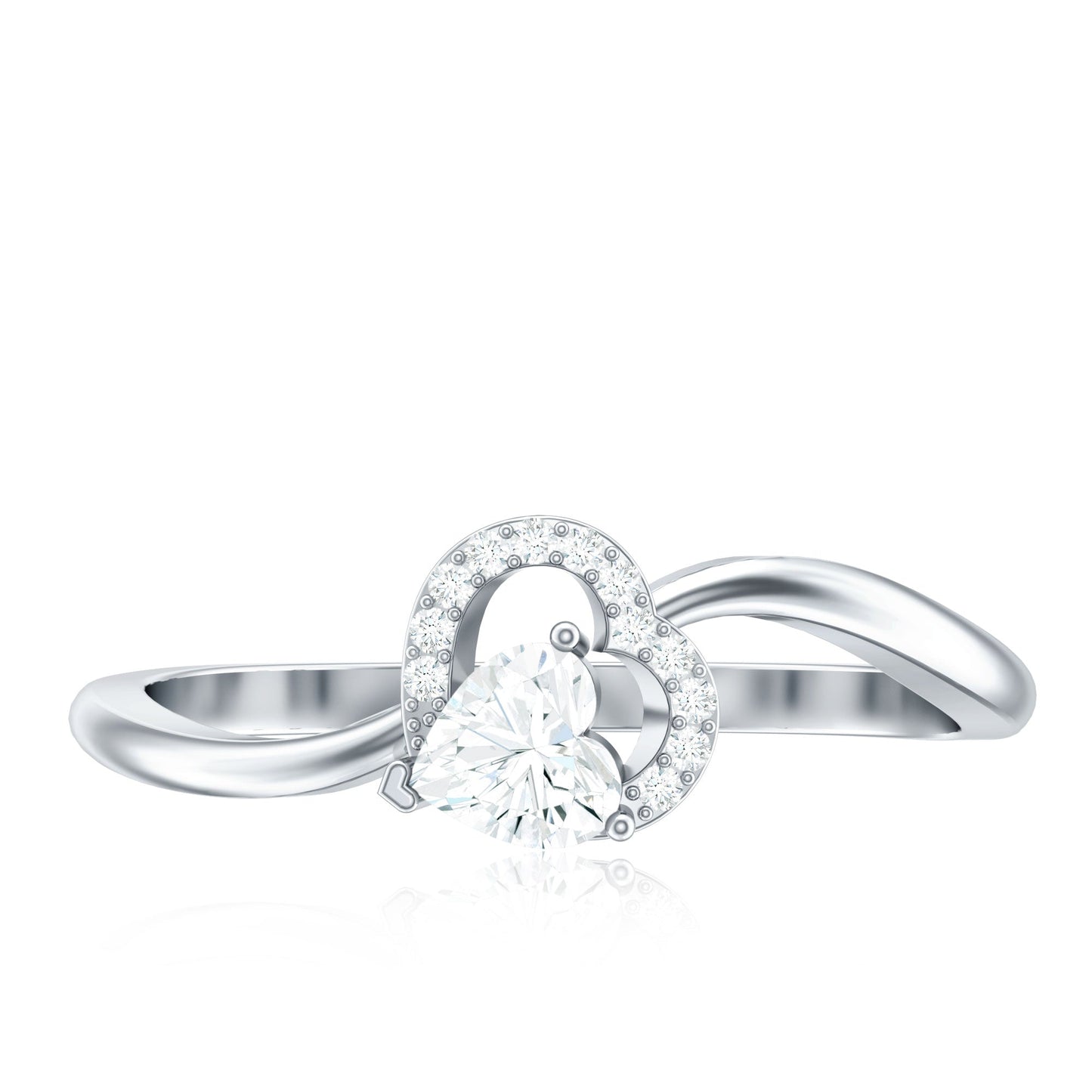 Certified Moissanite Heart Promise Ring for Her