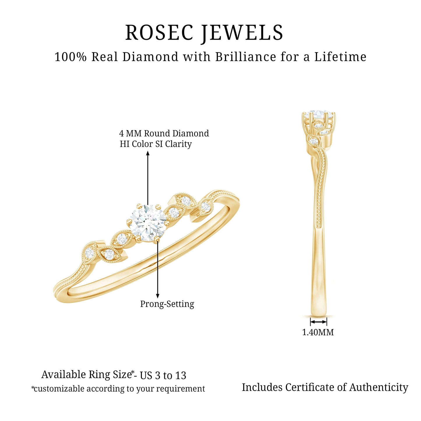 Nature Inspired Diamond Flower Ring for Proposal