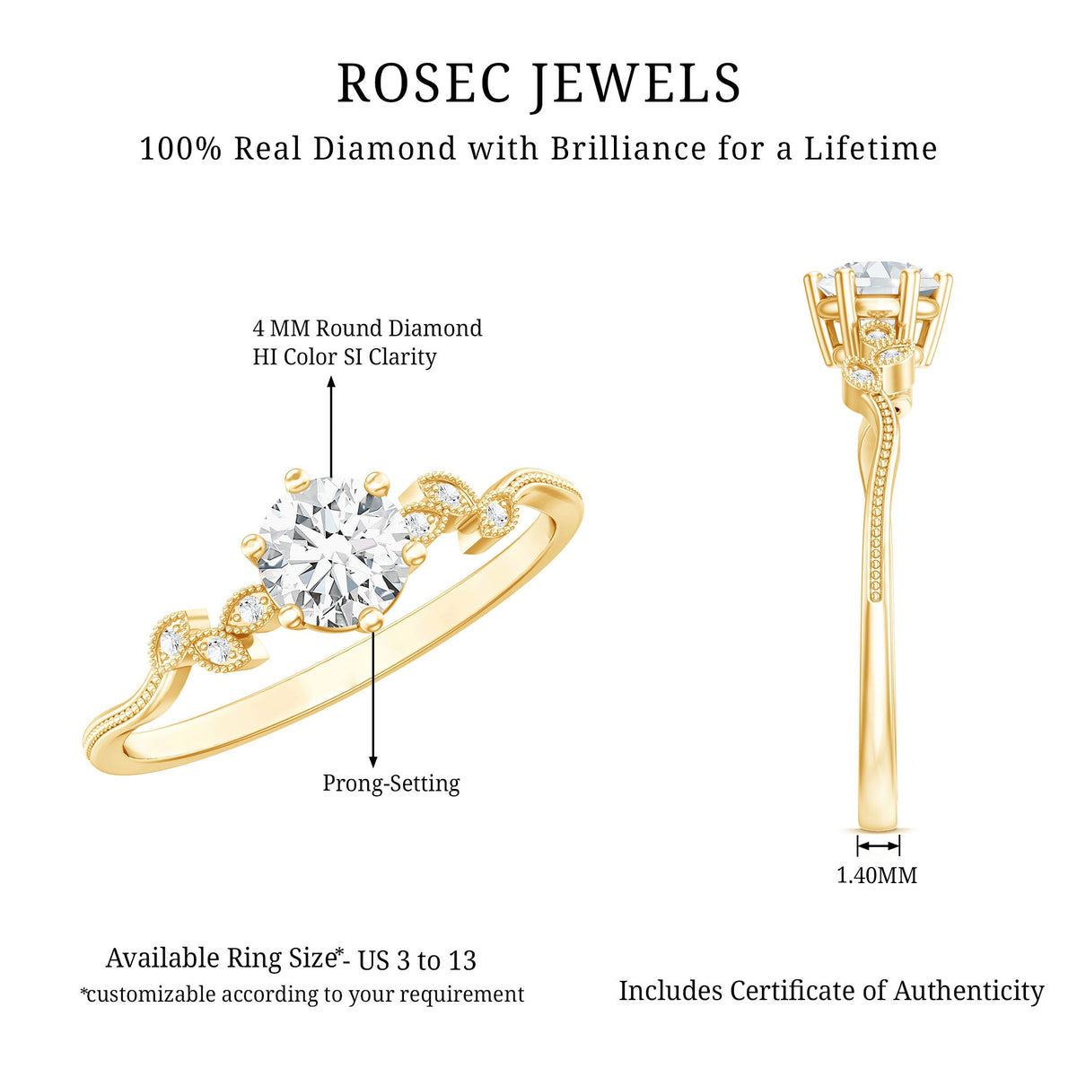 Nature Inspired Diamond Flower Ring for Proposal