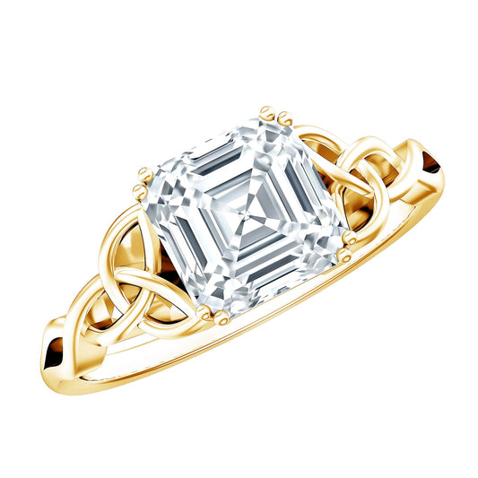 Asscher Cut 3 Carat Moissanite Celtic Knot Engagement Ring