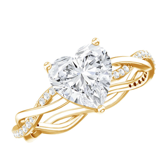 Solitaire Heart Shape Moissanite Braided Engagement Ring