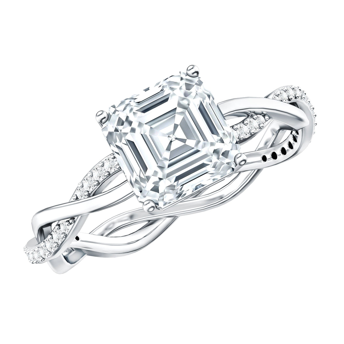 Solitaire Moissanite Asscher Cut Engagement Ring