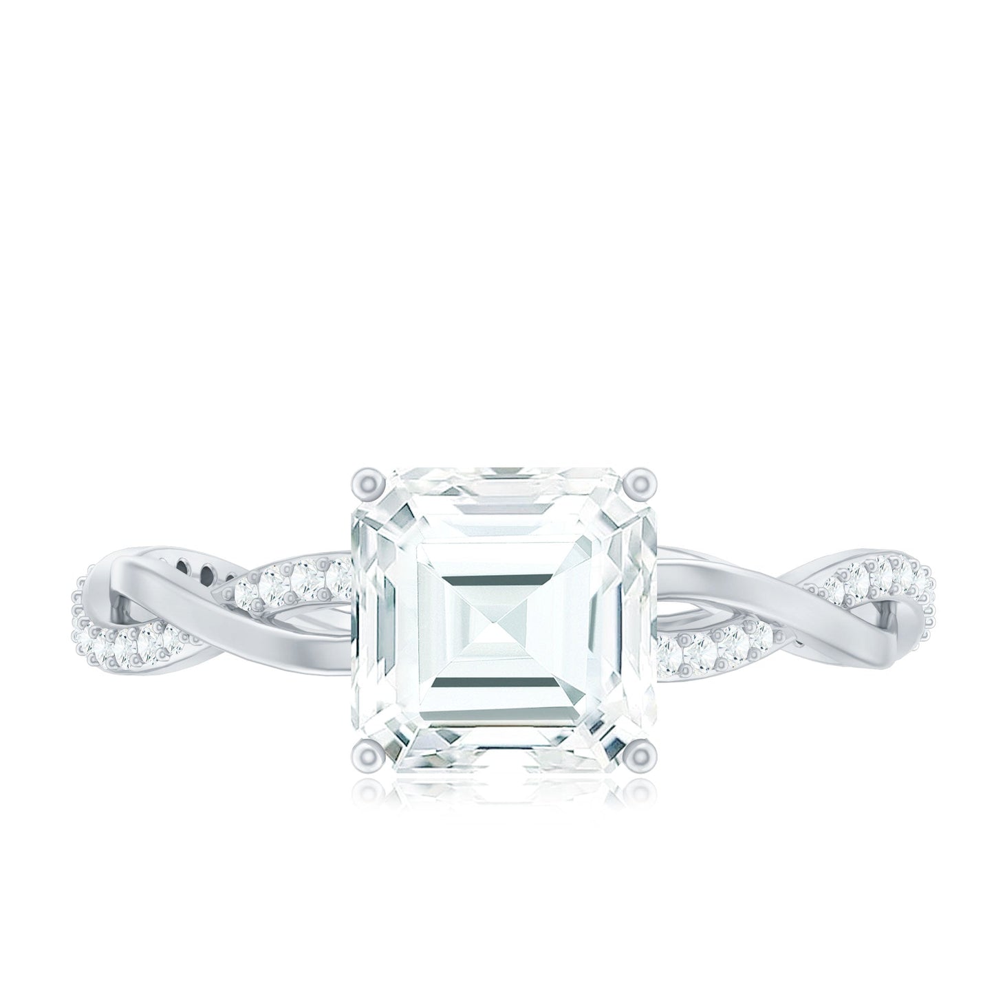Solitaire Moissanite Asscher Cut Engagement Ring