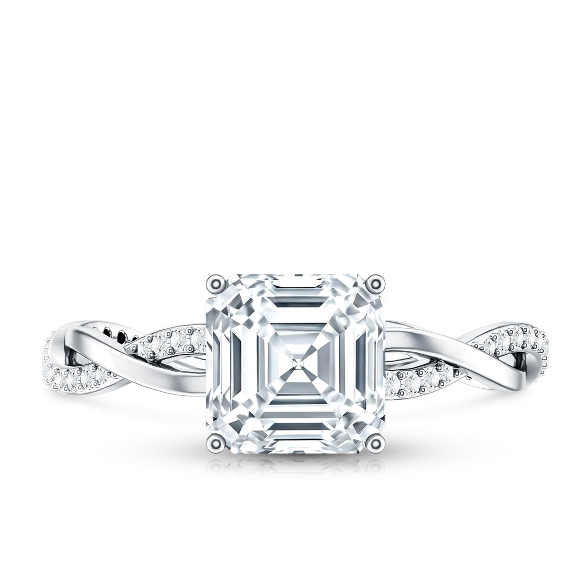 Solitaire Moissanite Asscher Cut Engagement Ring