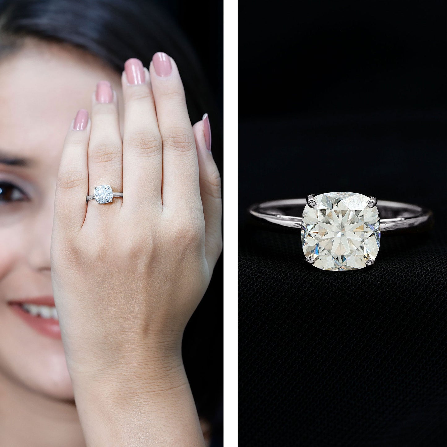 3 CT Cushion Cut Certified Moissanite Solitaire Engagement Ring