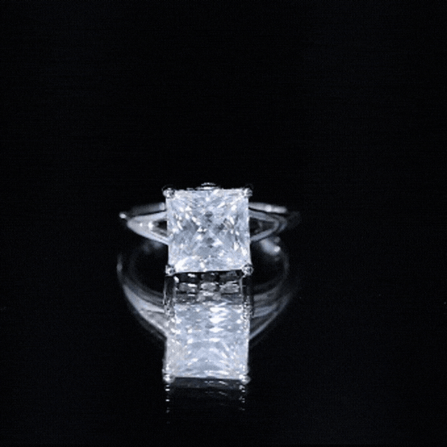 Certified 3 Carat Moissanite Princess Cut Engagement Ring with Split Shank