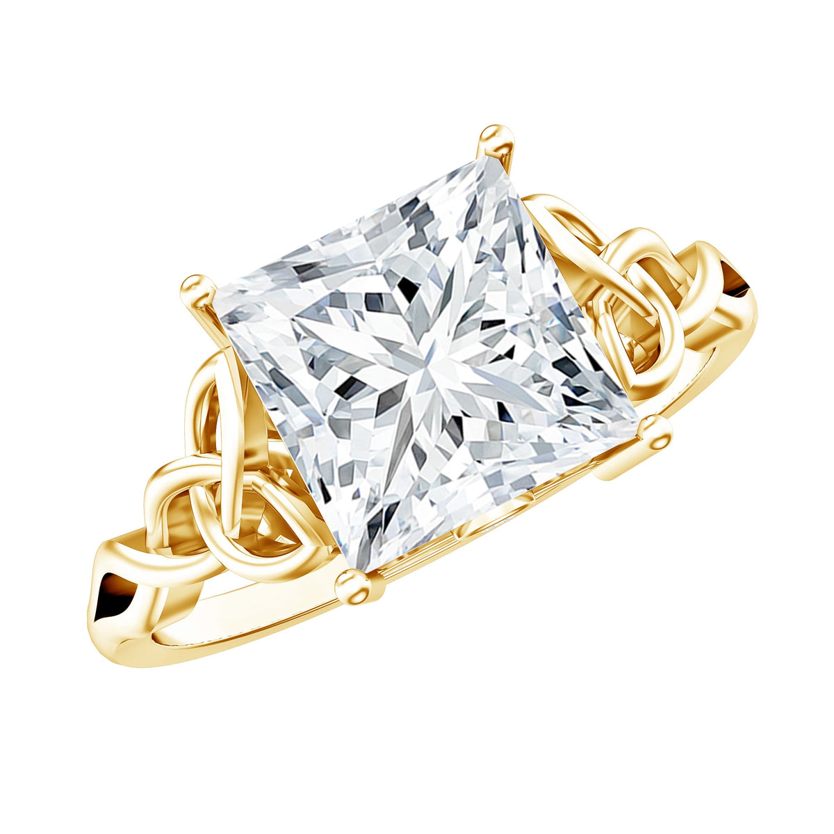 Princess Cut Moissanite Celtic Knot Engagement Ring for Women