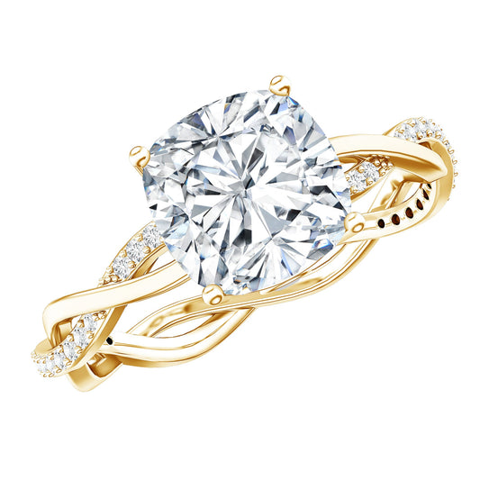 Cushion Cut Solitaire Moissanite Engagement Ring For Her